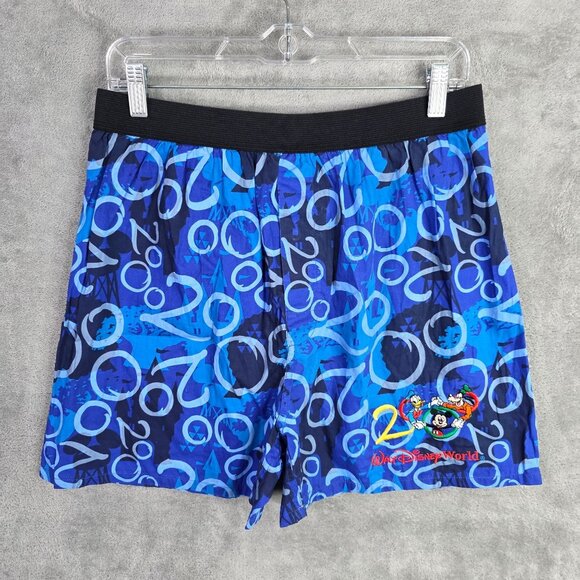 Mens Vintage Walt Disney World Blue Mickey Mouse Swim Trunks 100% Cotton Size M - Picture 2 of 13